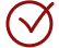 Red check mark inside a circle.