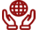 Two hands holding a red globe.