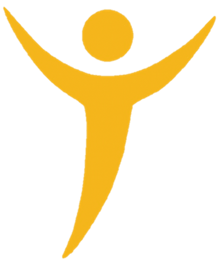 A simple yellow human figure with arms raised.